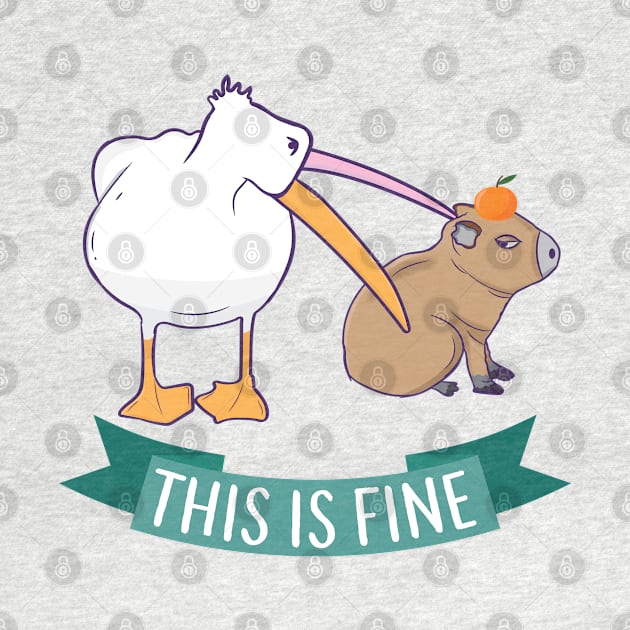 This is fine Meme funny Capybara dog Pelican Nihilism by alltheprints